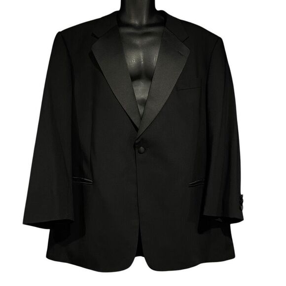 Today’s Man Super 100s Pure Wool Black Tuxedo Jacket Men’s 46R - Picture 1 of 5